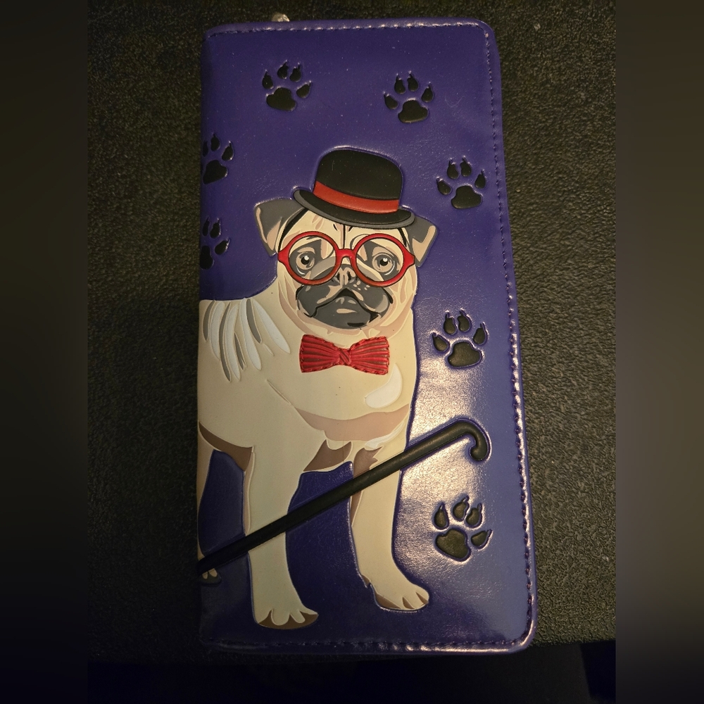 Stylish PUG Dog Wallet - Purple NEW!